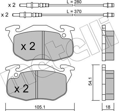 Metelli 22-0037-1 - Комплект спирачно феродо, дискови спирачки vvparts.bg