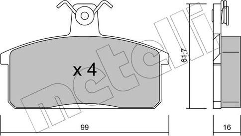 Metelli 22-0026-0 - Комплект спирачно феродо, дискови спирачки vvparts.bg