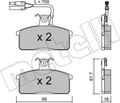 Metelli 22-0026-1 - Комплект спирачно феродо, дискови спирачки vvparts.bg