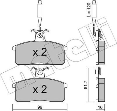 Metelli 22-0026-3 - Комплект спирачно феродо, дискови спирачки vvparts.bg