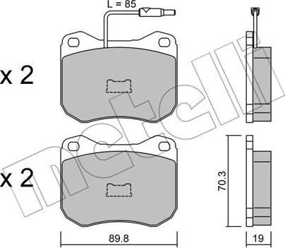 Metelli 22-0021-0 - Комплект спирачно феродо, дискови спирачки vvparts.bg