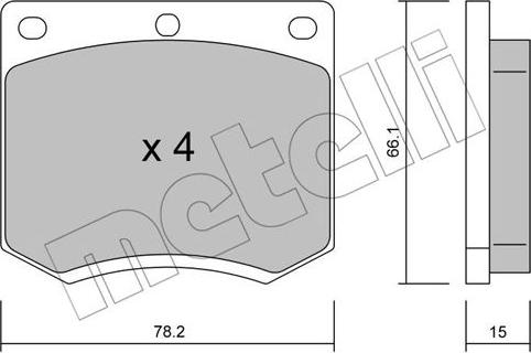 Metelli 22-0023-0 - Комплект спирачно феродо, дискови спирачки vvparts.bg