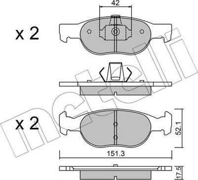 Metelli 22-0079-1 - Комплект спирачно феродо, дискови спирачки vvparts.bg