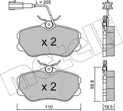 Metelli 22-0074-0 - Комплект спирачно феродо, дискови спирачки vvparts.bg