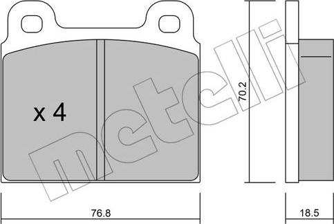 Metelli 22-0078-0 - Комплект спирачно феродо, дискови спирачки vvparts.bg