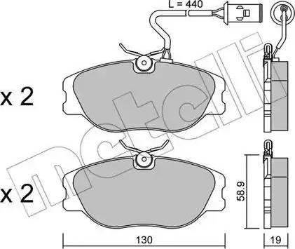 Metelli 22-0072-0 - Комплект спирачно феродо, дискови спирачки vvparts.bg