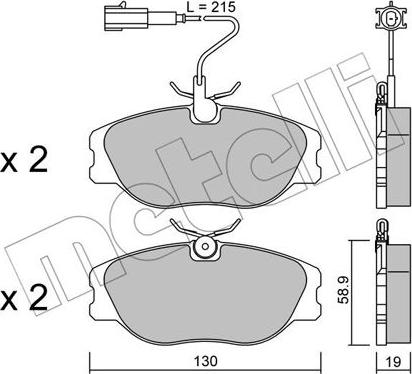 Metelli 22-0072-1 - Комплект спирачно феродо, дискови спирачки vvparts.bg