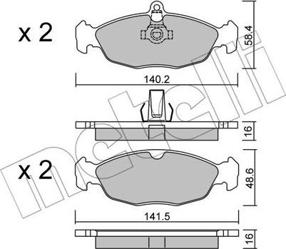 Metelli 22-0077-1 - Комплект спирачно феродо, дискови спирачки vvparts.bg