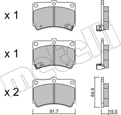 Metelli 22-0196-0 - Комплект спирачно феродо, дискови спирачки vvparts.bg