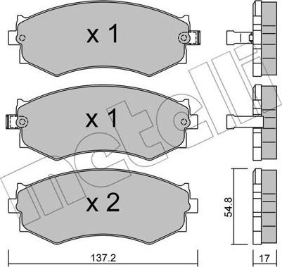 Metelli 22-0190-1 - Комплект спирачно феродо, дискови спирачки vvparts.bg