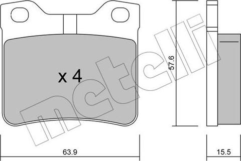 Metelli 22-0192-1 - Комплект спирачно феродо, дискови спирачки vvparts.bg