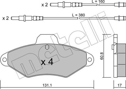 Metelli 22-0144-0 - Комплект спирачно феродо, дискови спирачки vvparts.bg