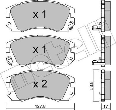 Metelli 22-0140-0 - Комплект спирачно феродо, дискови спирачки vvparts.bg