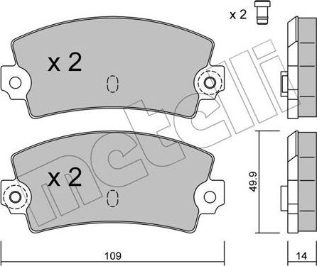 Metelli 22-0147-1 - Комплект спирачно феродо, дискови спирачки vvparts.bg