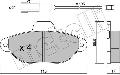 Metelli 22-0159-3 - Комплект спирачно феродо, дискови спирачки vvparts.bg