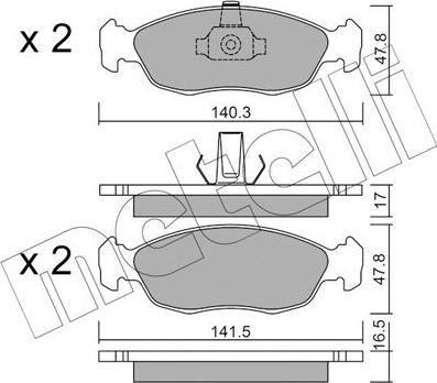 Metelli 22-0156-1 - Комплект спирачно феродо, дискови спирачки vvparts.bg