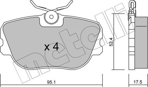 Metelli 22-0150-0 - Комплект спирачно феродо, дискови спирачки vvparts.bg