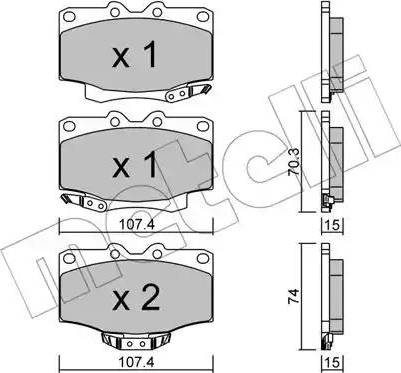 Metelli 22-0152-0 - Комплект спирачно феродо, дискови спирачки vvparts.bg