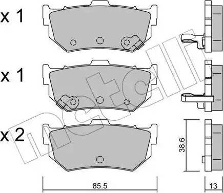 Metelli 22-0169-0 - Комплект спирачно феродо, дискови спирачки vvparts.bg