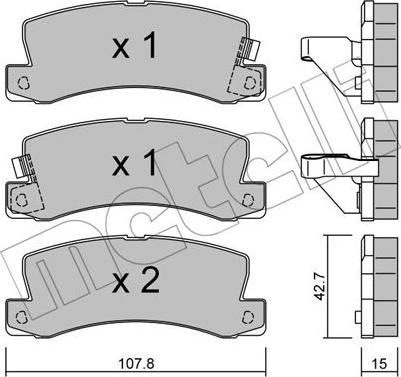 Metelli 22-0161-0 - Комплект спирачно феродо, дискови спирачки vvparts.bg