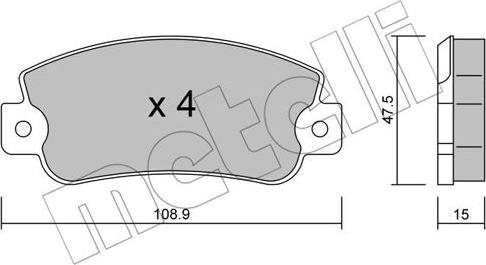 Metelli 22-0104-0 - Комплект спирачно феродо, дискови спирачки vvparts.bg