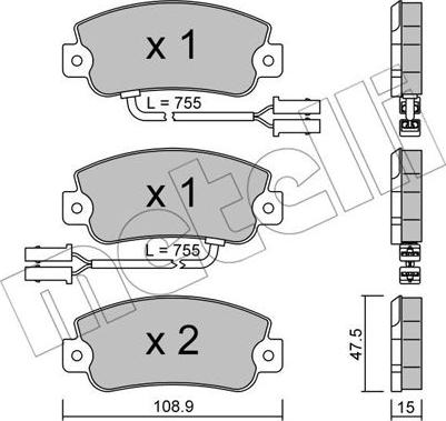 Metelli 22-0104-1 - Комплект спирачно феродо, дискови спирачки vvparts.bg