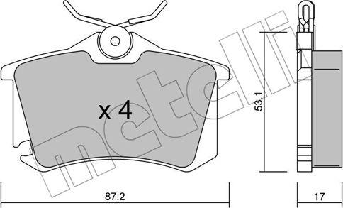 Metelli 22-0100-5 - Комплект спирачно феродо, дискови спирачки vvparts.bg