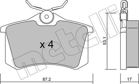 Metelli 22-0100-1 - Комплект спирачно феродо, дискови спирачки vvparts.bg