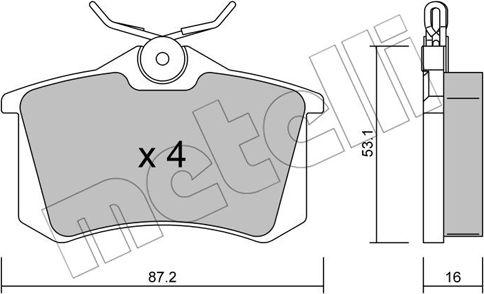 Metelli 22-0100-2 - Комплект спирачно феродо, дискови спирачки vvparts.bg
