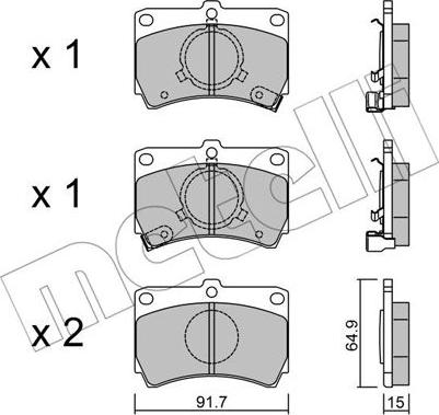 Metelli 22-0103-0 - Комплект спирачно феродо, дискови спирачки vvparts.bg