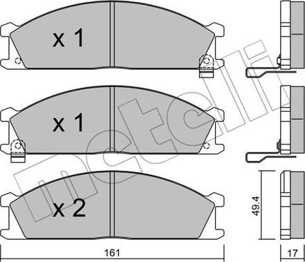 Metelli 22-0107-1 - Комплект спирачно феродо, дискови спирачки vvparts.bg