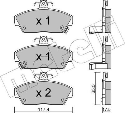 Metelli 22-0119-0 - Комплект спирачно феродо, дискови спирачки vvparts.bg