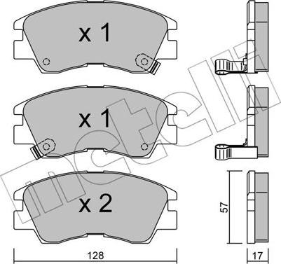 Metelli 22-0115-0 - Комплект спирачно феродо, дискови спирачки vvparts.bg