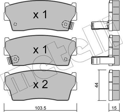 Metelli 22-0116-0 - Комплект спирачно феродо, дискови спирачки vvparts.bg