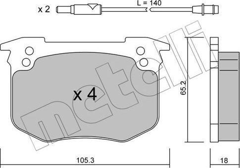 Metelli 22-0189-0 - Комплект спирачно феродо, дискови спирачки vvparts.bg