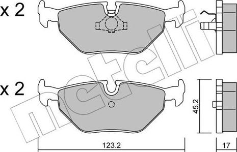 Metelli 22-0180-0 - Комплект спирачно феродо, дискови спирачки vvparts.bg