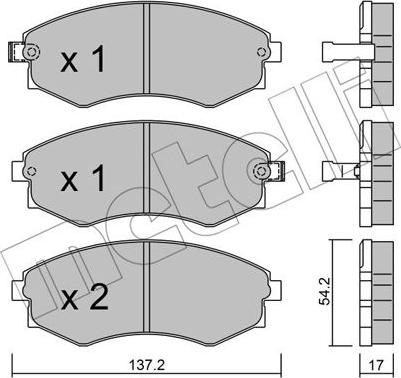 Metelli 22-0188-0 - Комплект спирачно феродо, дискови спирачки vvparts.bg