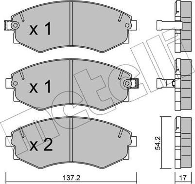 Metelli 22-0188-1 - Комплект спирачно феродо, дискови спирачки vvparts.bg