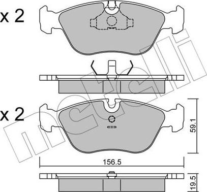 Metelli 22-0182-0 - Комплект спирачно феродо, дискови спирачки vvparts.bg