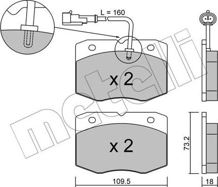 Metelli 22-0139-1 - Комплект спирачно феродо, дискови спирачки vvparts.bg