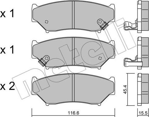 Metelli 22-0136-0 - Комплект спирачно феродо, дискови спирачки vvparts.bg