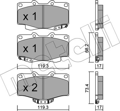 Metelli 22-0129-2 - Комплект спирачно феродо, дискови спирачки vvparts.bg