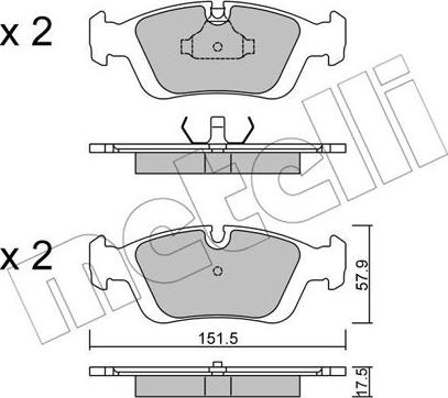 Metelli 22-0124-0 - Комплект спирачно феродо, дискови спирачки vvparts.bg