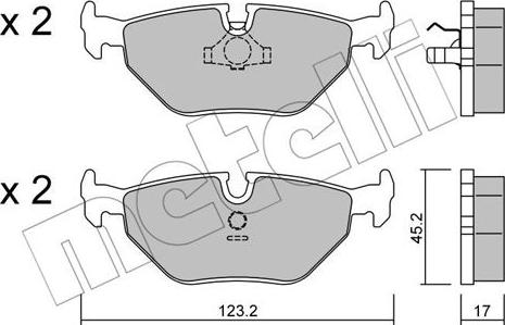 Metelli 22-0125-0 - Комплект спирачно феродо, дискови спирачки vvparts.bg