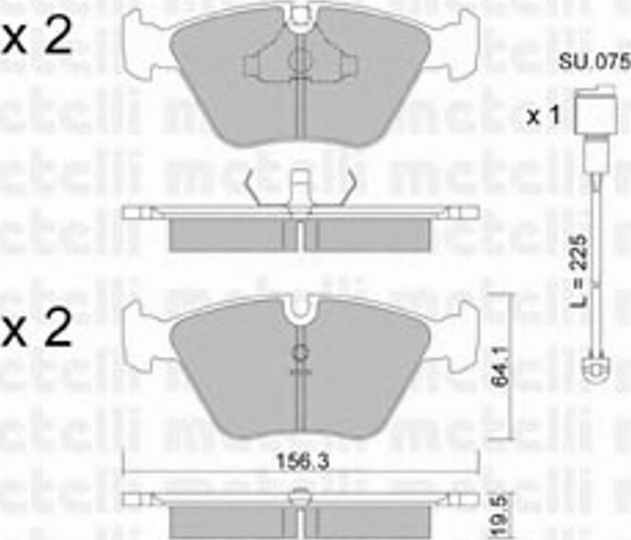 Metelli 22-0122-0K - Комплект спирачно феродо, дискови спирачки vvparts.bg