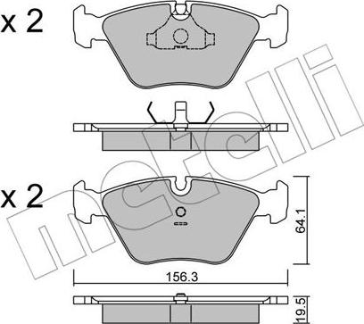 Metelli 22-0122-0 - Комплект спирачно феродо, дискови спирачки vvparts.bg