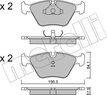 Metelli 22-0122-1 - Комплект спирачно феродо, дискови спирачки vvparts.bg