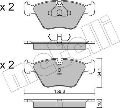 Metelli 22-0122-2 - Комплект спирачно феродо, дискови спирачки vvparts.bg