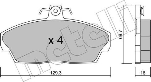 Metelli 22-0174-1 - Комплект спирачно феродо, дискови спирачки vvparts.bg