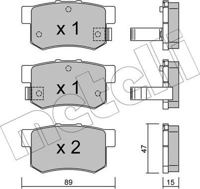 Metelli 22-0173-0 - Комплект спирачно феродо, дискови спирачки vvparts.bg
